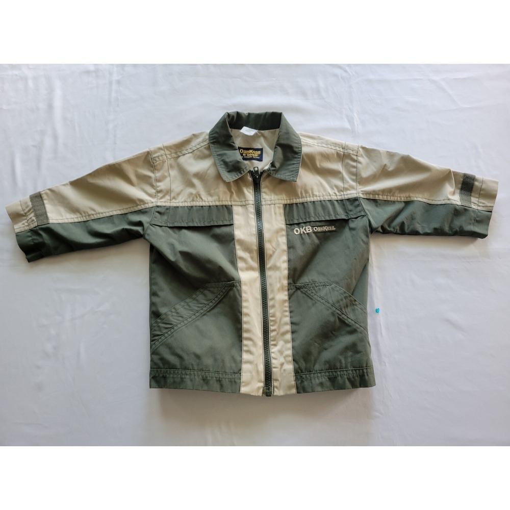 Vintage Oshkosh Green Tan Windbreaker‎ Jacket 2T